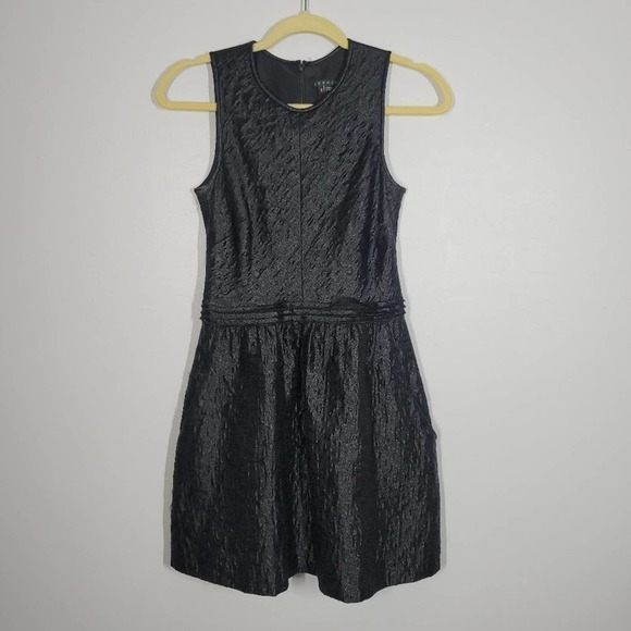 Theory Chiffon Finish Wool Blend Sleeveless Drop Waist Fit & Flare Dress Size 0 - Picture 1 of 6